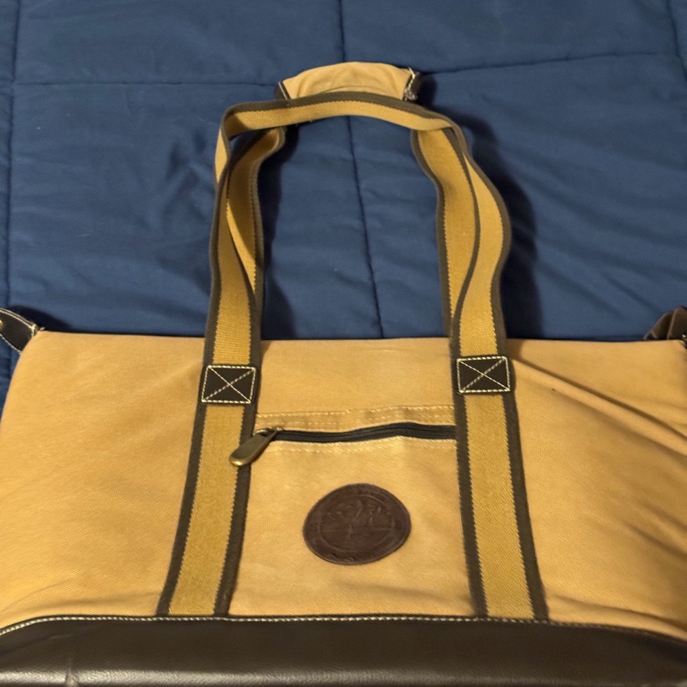 Eddie Bauer Tan and Brown Duffel Bag